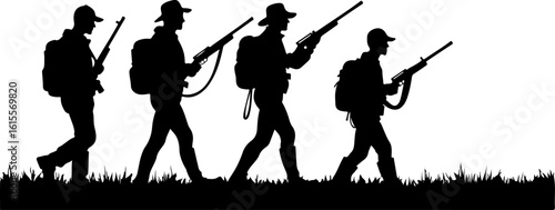 Hunting Man Silhouette Vector | Hunter with Gun Icon Design