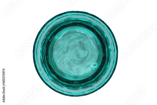 a glass bowl with a green liquid inside