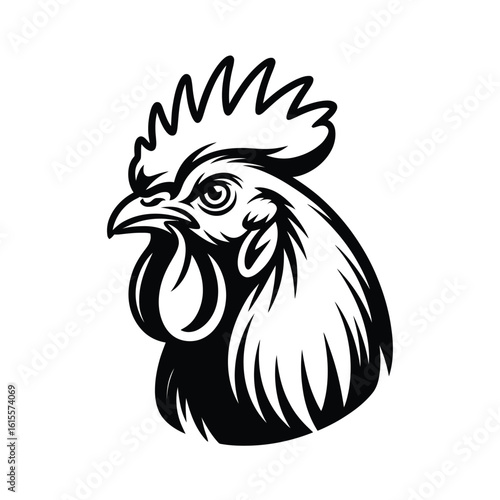 Wallpaper Mural Black and white rooster head illustration chicken bird Torontodigital.ca