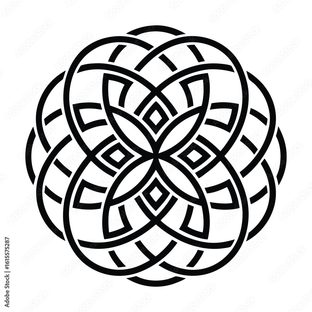 Naklejka premium Celtic knot mandala with interlocking loops