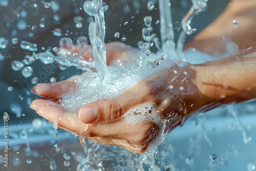 Wallpaper Mural 流水で手を丁寧に洗う清潔感のあるクローズアップ Torontodigital.ca