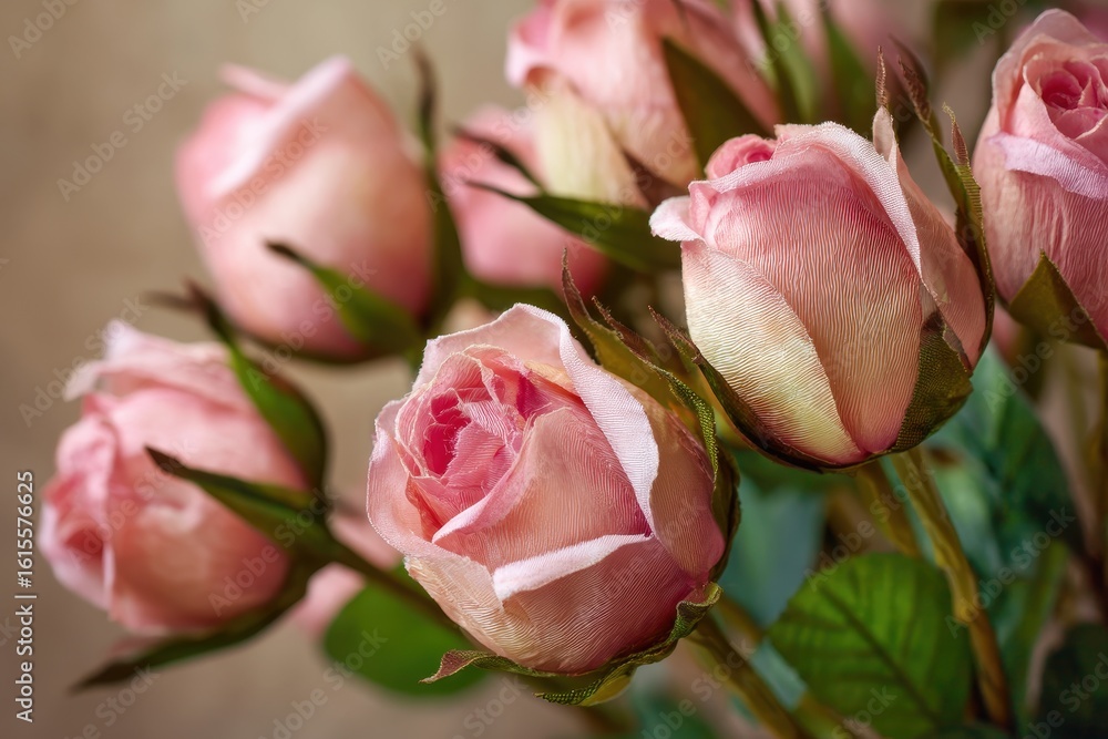 Obraz premium Close up of faux pink rose buds