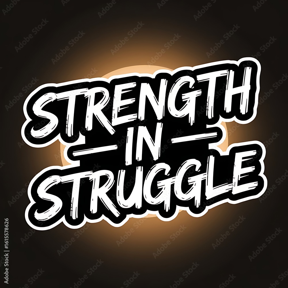 Obraz premium Strength in Struggle — barbell with vines wrapping around, thick white outline