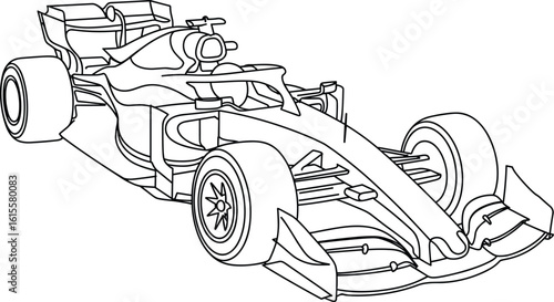 Formula 1 race car illustration, high speed vehicle, modern aerodynamic design, sports car sketch, racing auto drawing, competitive motorsport art