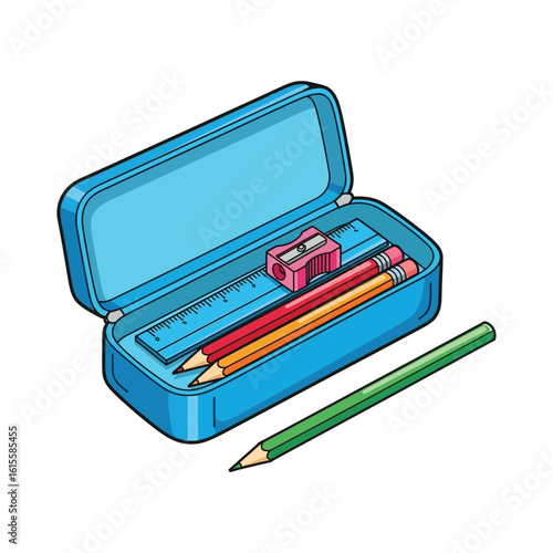Colorful School Pencil Case with Essential Supplies