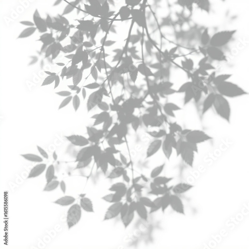 shadow overlay effect. Gray shadow of leaves isolated on white background. 
Plant foliage leaf shadow light effect. Mockup Blurred tree branch shadow. Ideal for summer spring design elements PNG