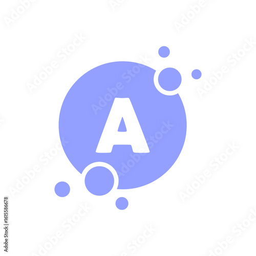 Vitamin A icon, sign or symbol. Vitamin A supplements, pills, capsules. Vitamin A in a water drop or bubble shape. Healthy lifestyle. Vector