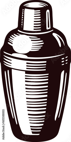 Hand drawn cocktail shaker isolated on white background vintage engraved barware illustration