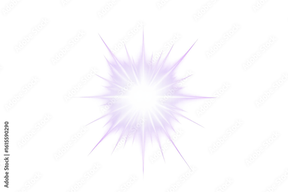 Fototapeta premium Luminous purple star glowing, emitting radiant light against transparent backdrop, generating magical energy with vibrant sparkle