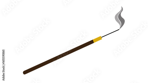 Dark Brown Incense Stick with Grey Smoke and Gold Accent