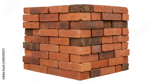 Detailed 3D Illustration of Red Brick Texture Isolated Background