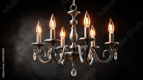 Retro chandelier with glowing bulbs creating warm light