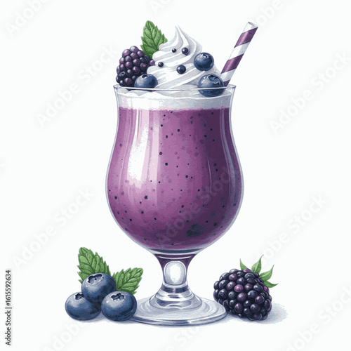 Essence of Earth Berry Smoothie isolated watercolor vector illustration svg
