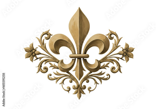 Gold Fleur De Lis Ornament Illustration On Black Transparent Background