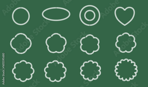 黒板チョーク風丸モコ図形フレーム セット