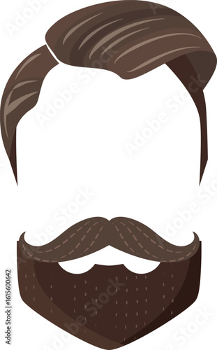 a vector illustration of a chocolate brown hairstyle and long beard for mens