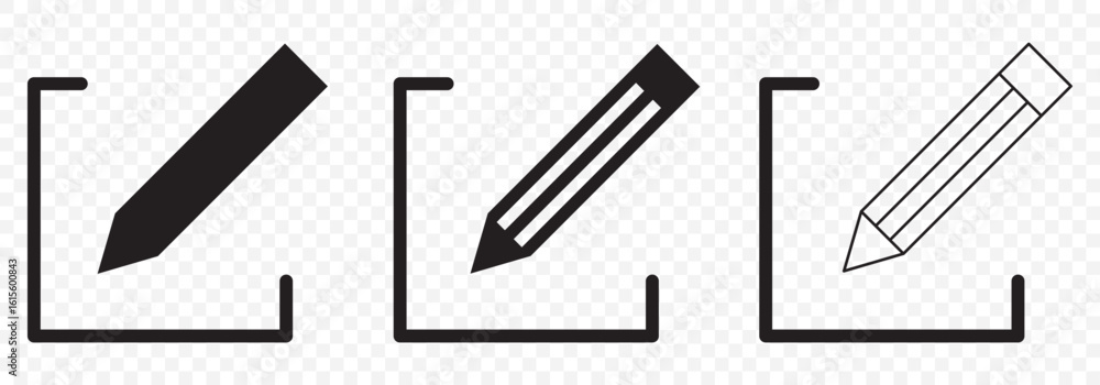 Obraz premium Simple Line Edit Icons – Pen and Pencil Symbol Collection on Transparent Background. EPS 10.