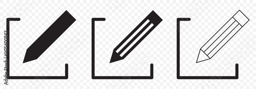 Simple Line Edit Icons – Pen and Pencil Symbol Collection on Transparent Background. EPS 10.