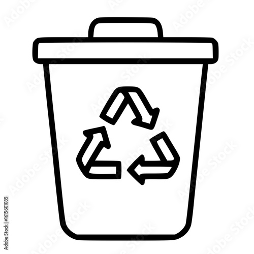 Trash bin with recycling arrows outline icon for waste management