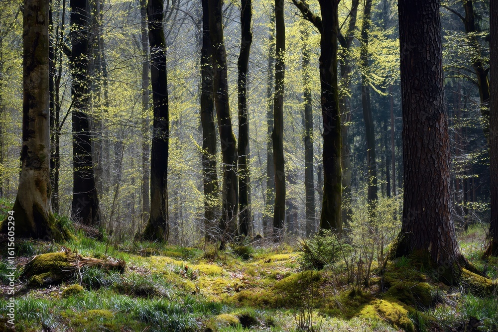 Obraz premium Springtime forest trees