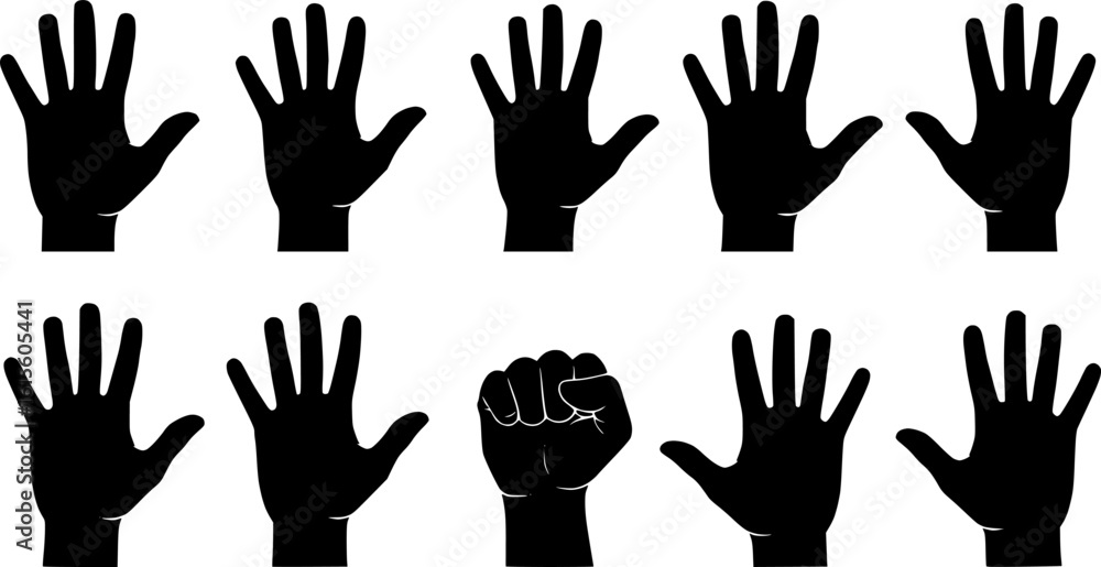 Fototapeta premium Human palm hand silhouette vector illustration