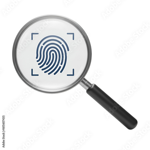 Fingerprint Under Magnifying Glass Illustration On Transparent Background