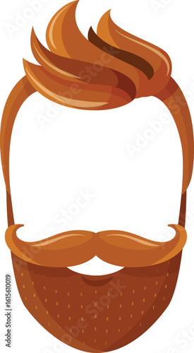 a vector illustration of a brown hairstyle and long beard for mens