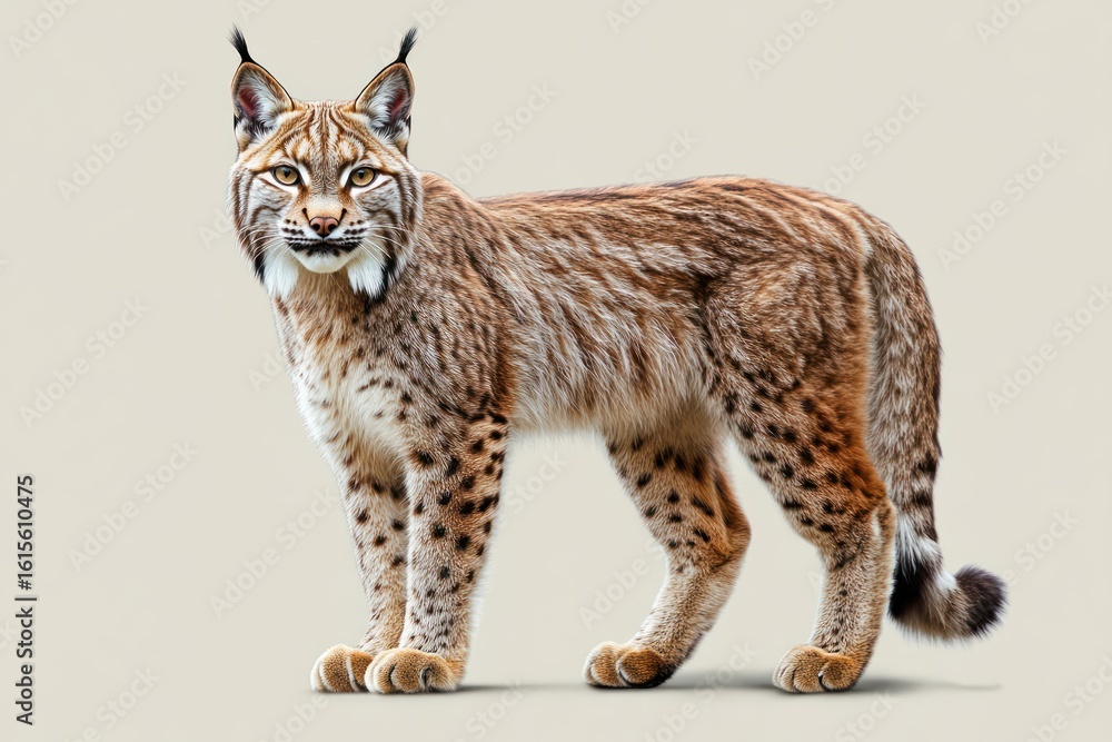 Fototapeta premium Alert lynx with tufted ears and piercing gaze