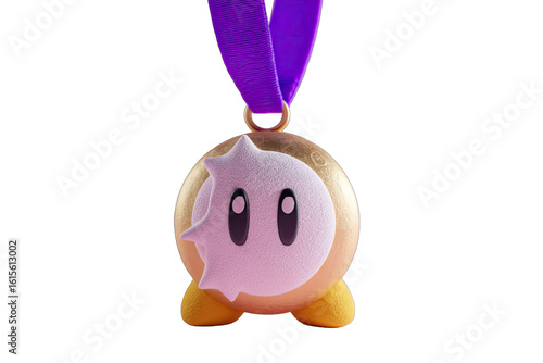 Gold medal, rounded, cartoon character