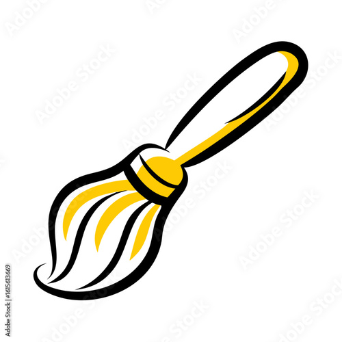A bright, cartoon icon of a paintbrush with yellow bristles. This image is suitable for websites and blogs about art, design, creativity, and education.

