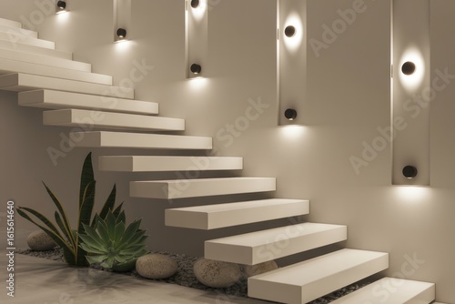 Wallpaper Mural Modern floating staircase design with wall lighting ideas Torontodigital.ca