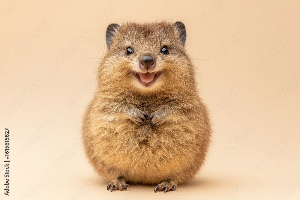 Obraz premium Tiny quokka smiling with happy expression