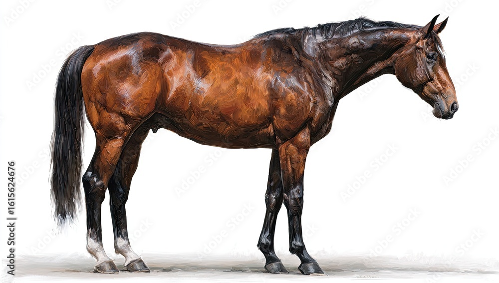 Obraz premium Side view of a chestnut horse