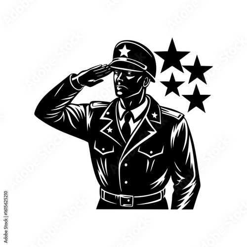 soldier saluting silhouette vector art