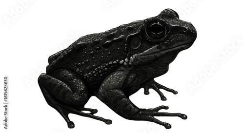 Isolated Black Frog Illustration On Transparent Background Photo
