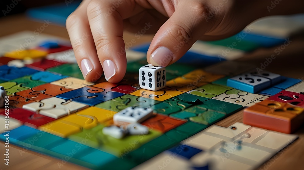 Obraz premium A close-up of hands assembling a puzzle or playing a board game