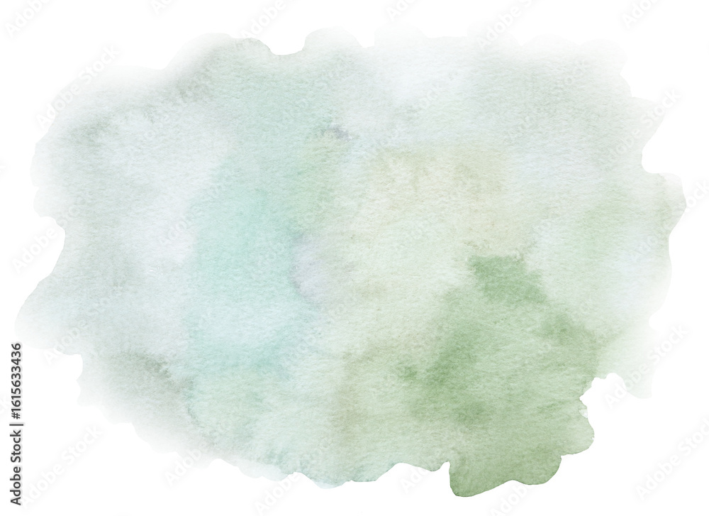 Obraz premium Watercolor light green spot, single hand painted Abstract element for wedding and party design