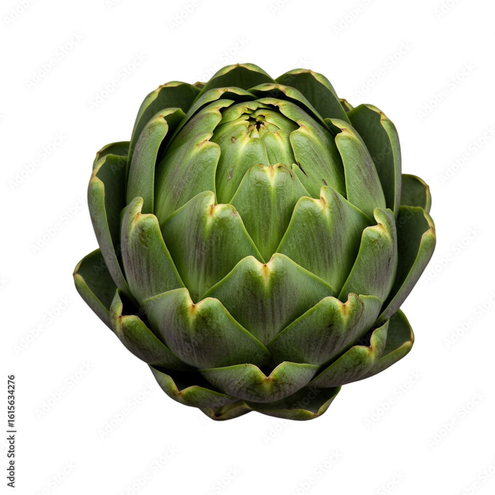 Obraz premium Isolated Green Artichoke Illustration On A Black Background Fresh Healthy Food