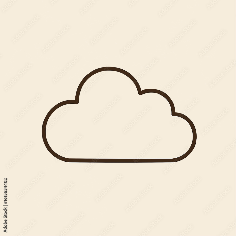 Cloud. Fluffy cumulus cloud outline with 3-4 gentle bumps. No interior details Cloud. Fluffy cumulus cloud outline with 3-4 gentle bumps. No interior details