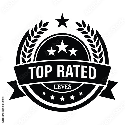 Top Rated Leves Award Winning Seal Badge on White Background