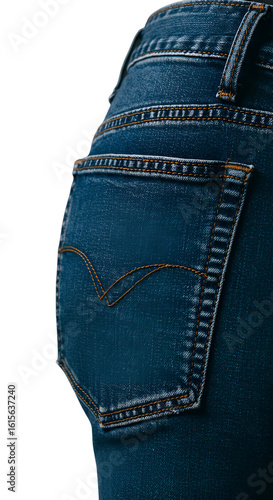 Isolated Denim Jeans Pocket Illustration On Black Background