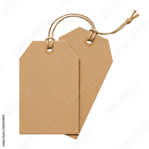 Isolated Brown Tags With Attached Ropes And Transparent Background Illustration