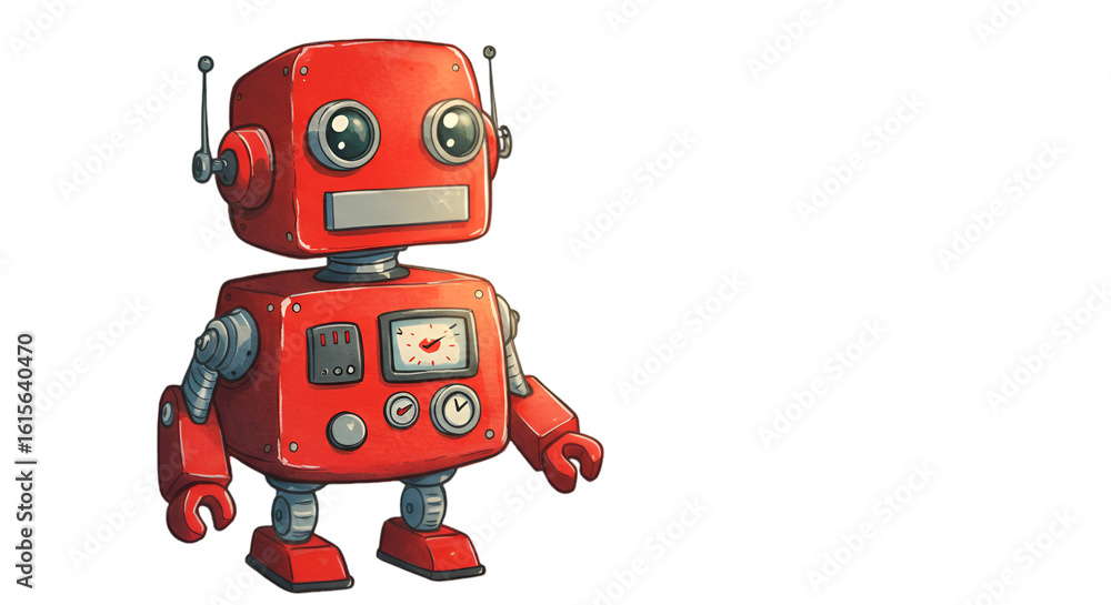 Fototapeta premium Isolated Cartoon Red Robot Illustration Design On Transparent Background