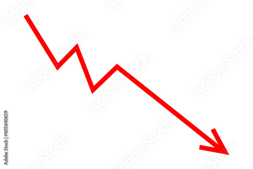 Down fall red arrow line graph financial loss concept, Red arrow downward direction, Stock market fall, Business loss, Market crash, Economic crisis. Vector illustration.