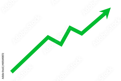 Green arrow graph line chart upward direction business growth up trend concept, Economic growth, Stock market profit, Financial growth sign. Vector illustration.