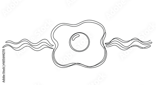 Vector art of a simple outline drawing of a fried egg with wavy lines on a white background