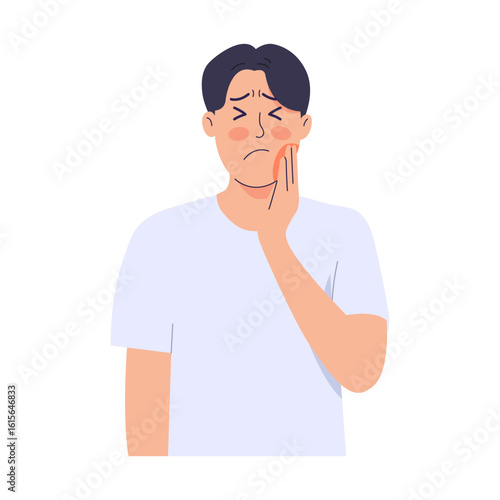Dental pain and disease symptoms. Tooth decay and cavity treatment. Gum inflammation. Unhealthy teeth. cartoon dental pain