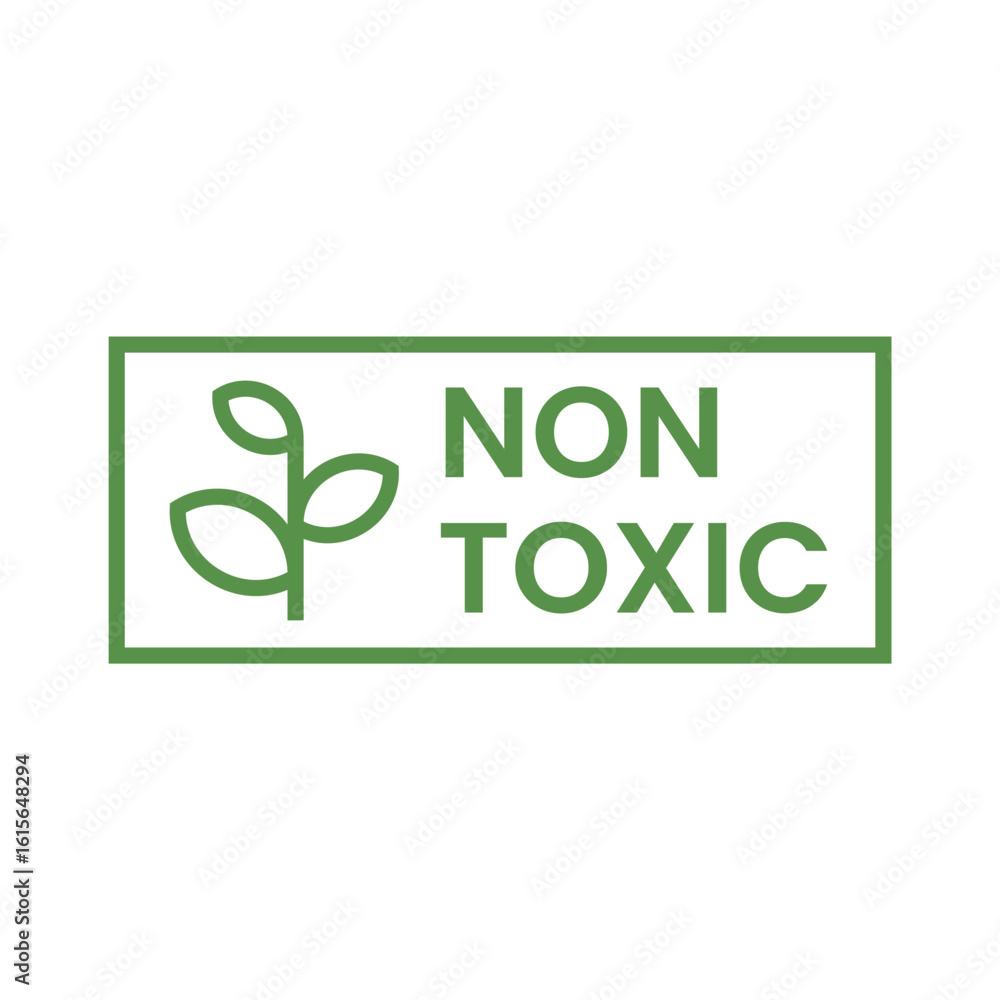 Fototapeta premium Botanical Green Label Icon with Non Toxic Text