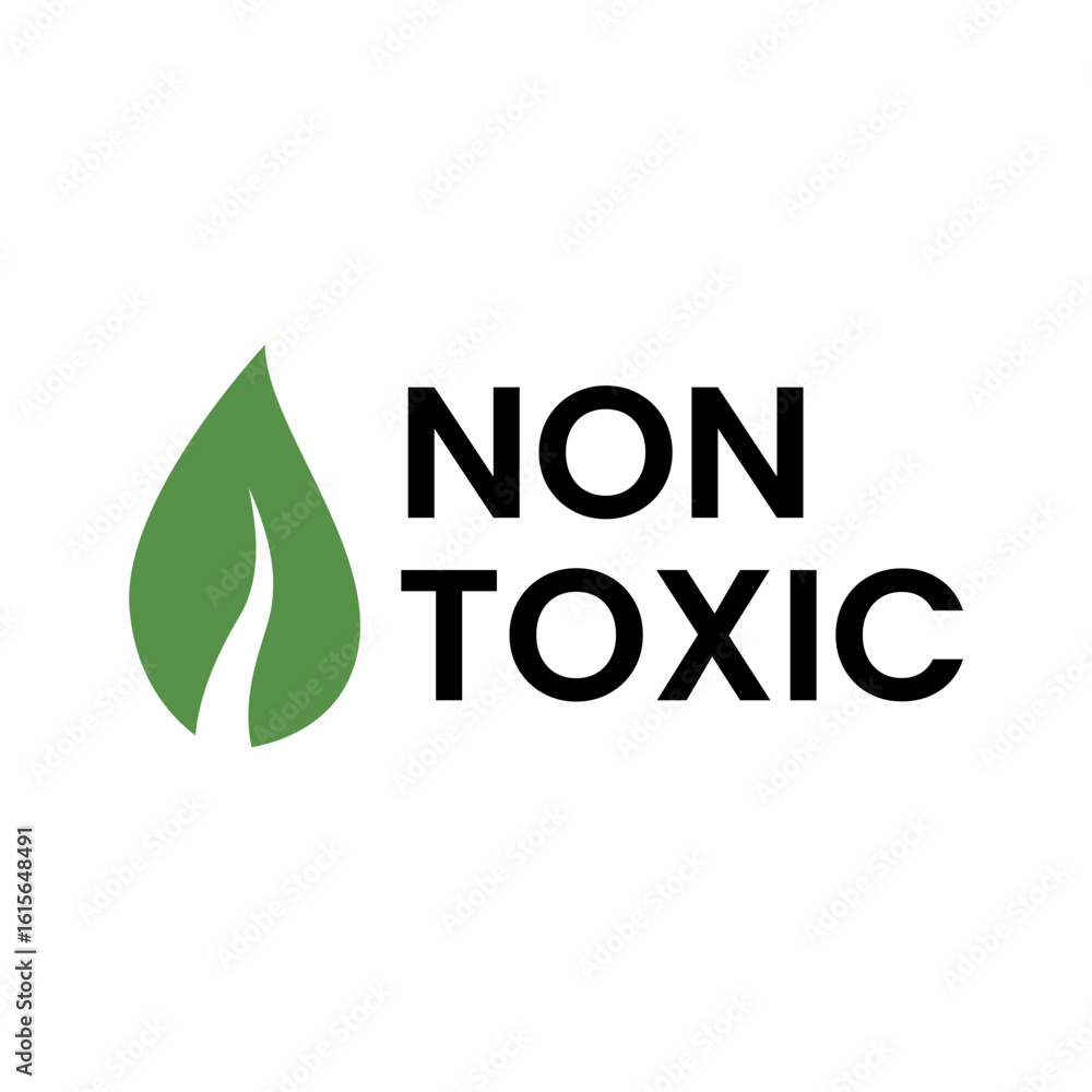 Fototapeta premium Botanical Green Label Icon with Non Toxic Text