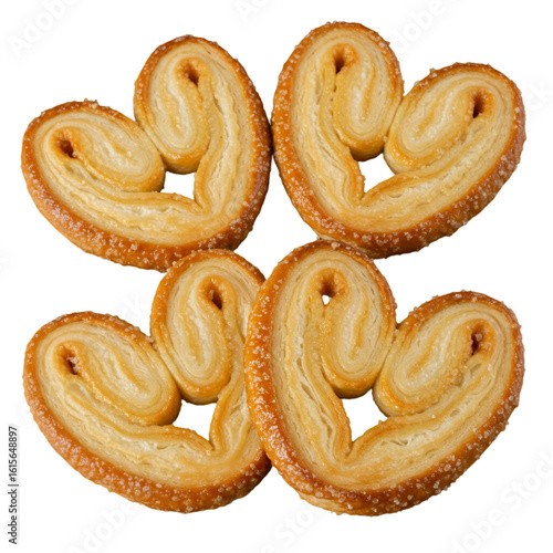 Isolated Four Heart Shaped Cookies Illustration on Transparent Background